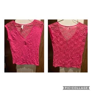 Cropped Pink Lace Shirt